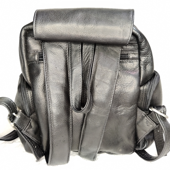 Vintage leather backpack small black - Picture 4 of 14